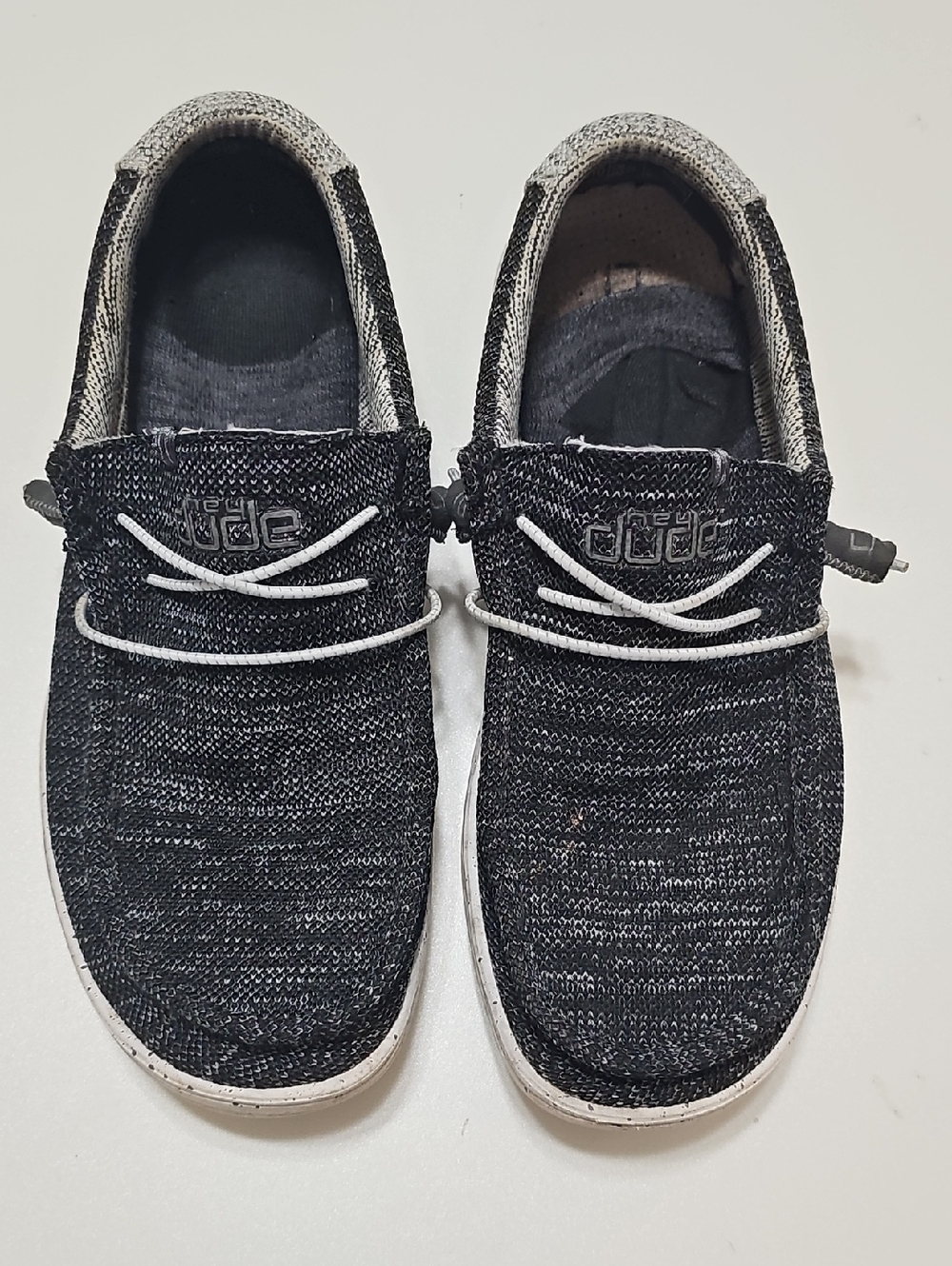 Hey Dude Mens Slip-On Sneakers in Charcoal Black with White Accents